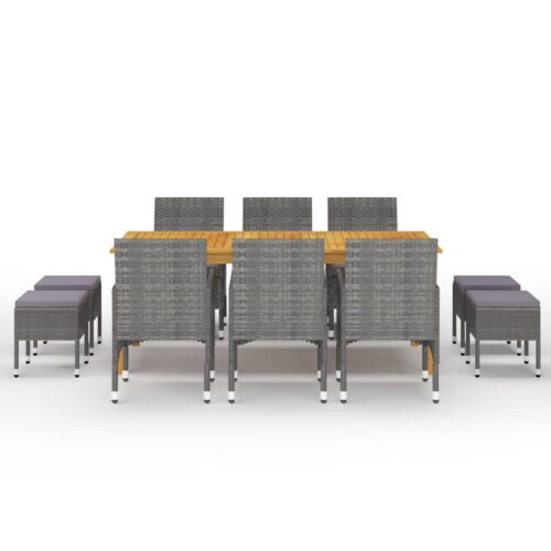 11-Piece Garden Dining Set Grey Outdoor Patio Furniture - Image 2