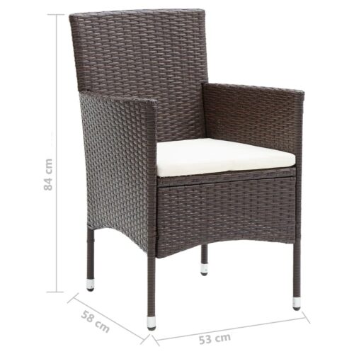 9-Piece Garden Dining Set with Cushions Poly Rattan Wicker Outdoor Patio Furniture Brown - Image 11