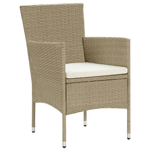 9-Piece Garden Dining Set with Cushions Poly Rattan Wicker Outdoor Patio Furniture Beige - Image 4