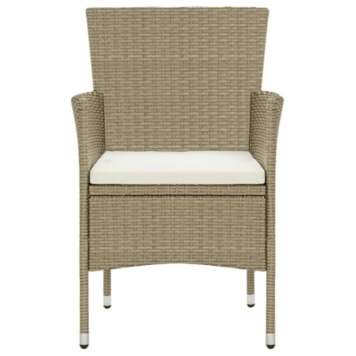 9-Piece Garden Dining Set with Cushions Poly Rattan Wicker Outdoor Patio Furniture Beige - Image 5