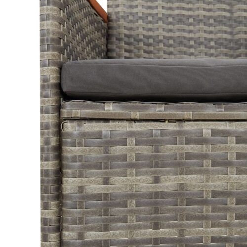 7-Piece Garden Dining Set with Cushions Grey Poly Rattan Wicker Outdoor Patio Furniture - Image 8