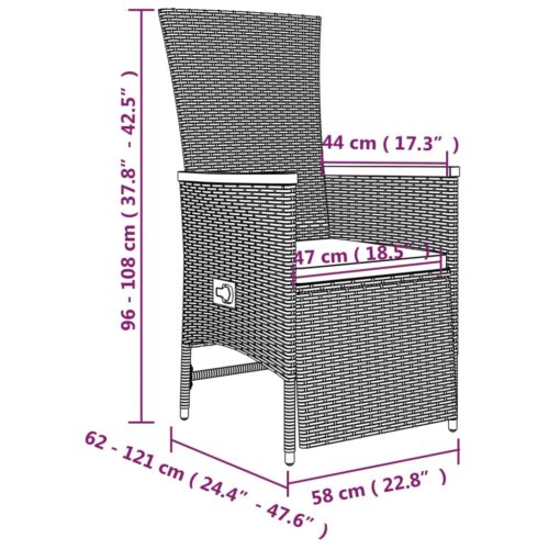 7-Piece Garden Dining Set with Cushions Grey Poly Rattan Wicker Outdoor Patio Furniture - Image 10