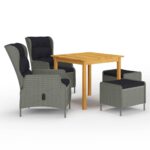 5-Piece Garden Dining Set Light Grey