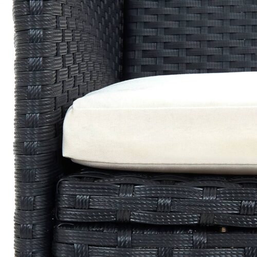 9-Piece Outdoor Dining Set with Cushions Poly Rattan Wicker Outdoor Patio Furniture Black - Image 7