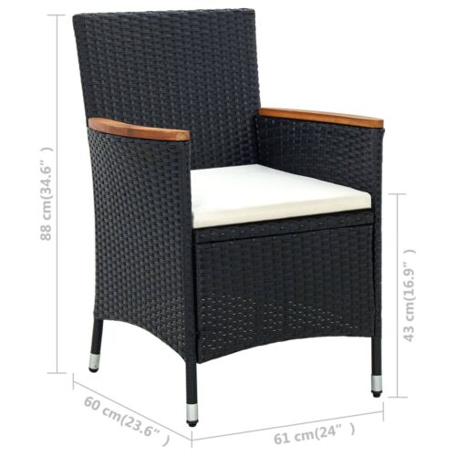 9-Piece Outdoor Dining Set with Cushions Poly Rattan Wicker Outdoor Patio Furniture Black - Image 10