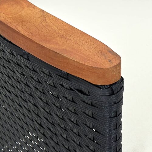9-Piece Outdoor Dining Set with Cushions Poly Rattan Wicker Outdoor Patio Furniture Black - Image 12