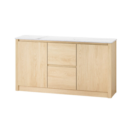 Artiss Buffet Sideboard Marble Style Tabletop - Pine - Image 3