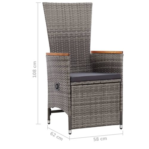 7-Piece Garden Dining Set Poly Rattan Wicker Outdoor Patio Furniture Grey - Image 10