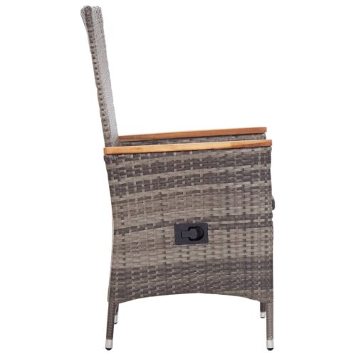 7-Piece Garden Dining Set Poly Rattan Wicker Outdoor Patio Furniture Grey - Image 12
