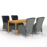 5-Piece Garden Dining Set Light Grey