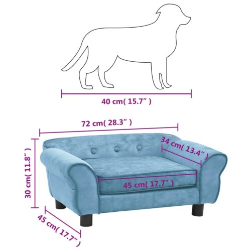 Dog Sofa Turquoise 72x45x30cm Plush - Image 9