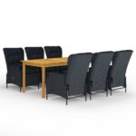 7-Piece Garden Dining Set Dark Grey Outdoor Patio Lounge Furniture