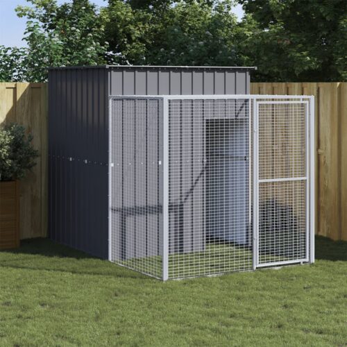 Chicken Cage with Run Anthracite 165x251x181cm Galvanised Steel - Image 5