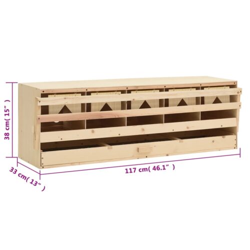 Chicken Laying Nest 5 Compartments 117x33x38cm Solid Pine Wood - Image 7