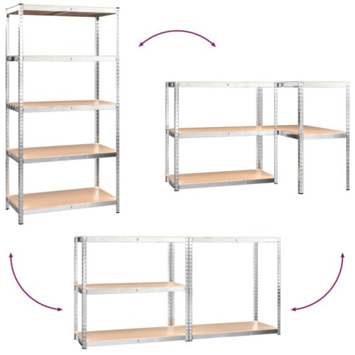 5-Layer Shelves 4pcs Silver Steel Engineered Wood - Image 7
