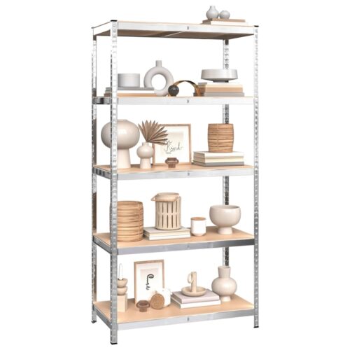 5-Layer Shelves 3pcs Silver Steel Engineered Wood - Image 4