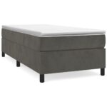 Box Spring Bed with Mattress Dark Grey 106x203cm King Single Size Velvet