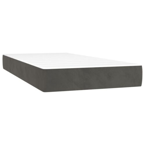 Box Spring Bed with Mattress Dark Grey 106x203cm King Single Size Velvet - Image 5