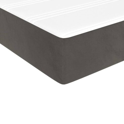Box Spring Bed with Mattress Dark Grey 106x203cm King Single Size Velvet - Image 8