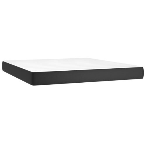 Queen Size Bed Frame with Mattress & Topper Set Faux Leather Black 153x203cm - Image 5
