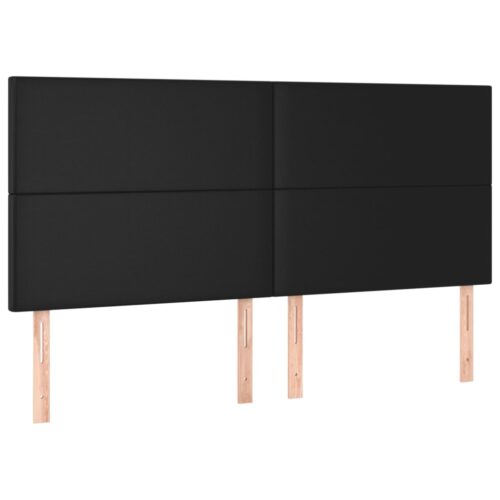 Queen Mattress with LED Lights Bed Frame & Topper Set Faux Leather Black 153x203cm - Image 7