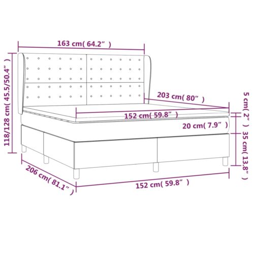 Queen Mattress with Bed Frame & Topper Set Fabric Dark Grey 153x203cm - Image 7