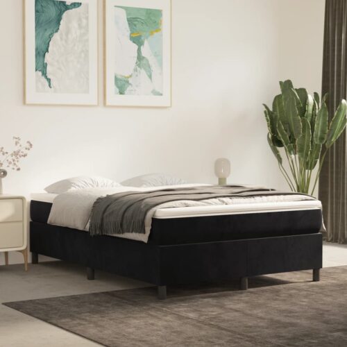 Bed Frame Black Double Velvet