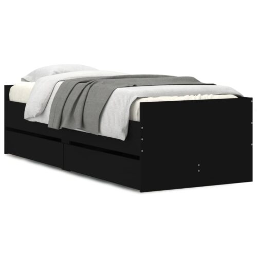 Bed Frame with Drawers Black 90x190cm - Image 2