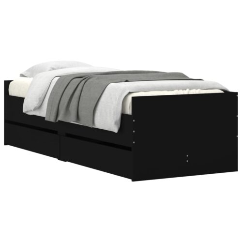 Bed Frame with Drawers Black 90x190cm - Image 3