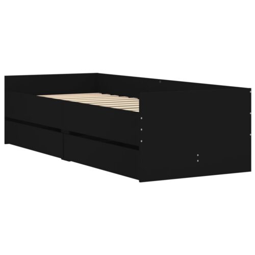 Bed Frame with Drawers Black 90x190cm - Image 4