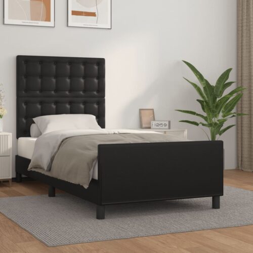 Bed Frame Black 107x203cm King Single Size Velvet