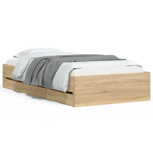 Bed Frame with Drawers Sonoma Oak 90x190cm