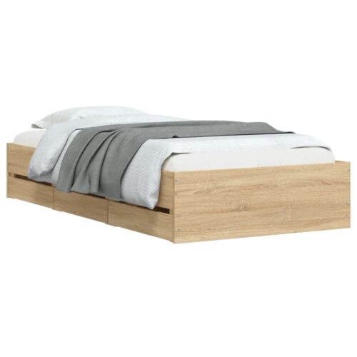 Bed Frame with Drawers Sonoma Oak 90x190cm - Image 3