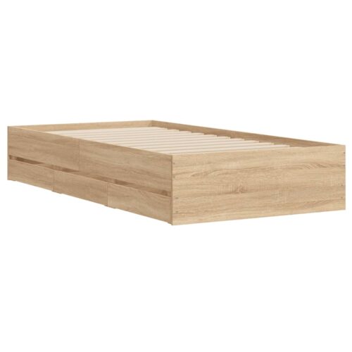 Bed Frame with Drawers Sonoma Oak 90x190cm - Image 4