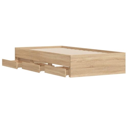 Bed Frame with Drawers Sonoma Oak 90x190cm - Image 5