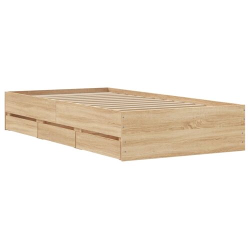 Bed Frame with Drawers Sonoma Oak 90x190cm - Image 8