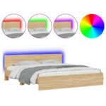 Bed Frame with LED Sonoma Oak 183x203cm King