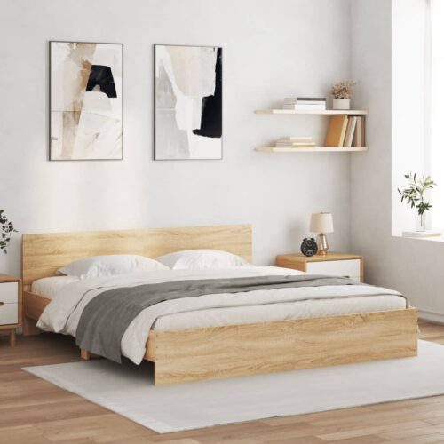 Bed Frame with LED Sonoma Oak 183x203cm King - Image 3