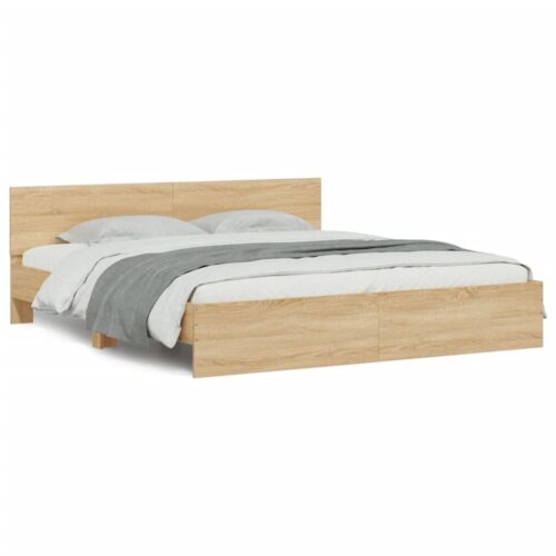 Bed Frame with LED Sonoma Oak 183x203cm King - Image 4