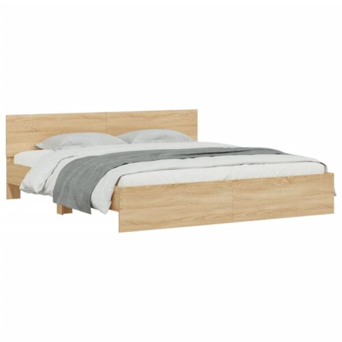 Bed Frame with LED Sonoma Oak 183x203cm King - Image 5