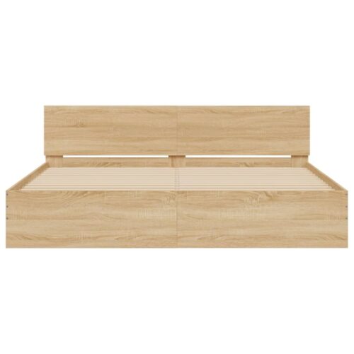 Bed Frame with LED Sonoma Oak 183x203cm King - Image 7