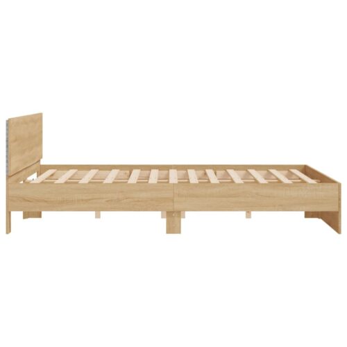 Bed Frame with LED Sonoma Oak 183x203cm King - Image 8