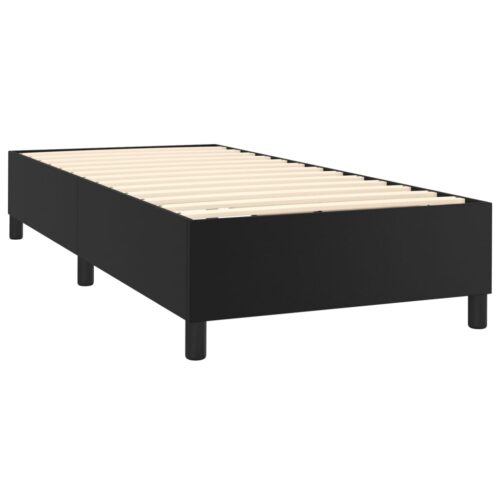 Box Spring Bed with Mattress Black 106x203cm King Single Size Faux Leather - Image 4