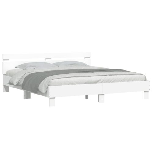 Bed Frame with LED White 183x203cm King - Image 5
