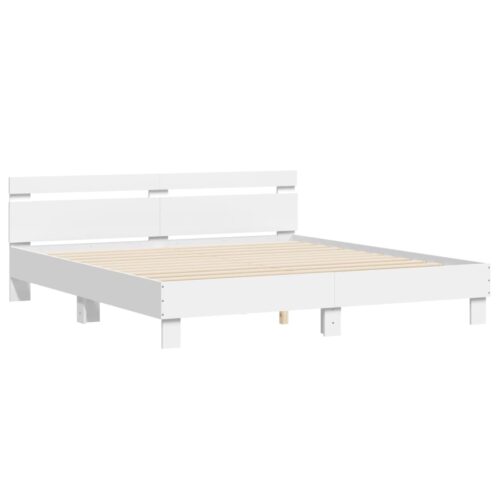 Bed Frame with LED White 183x203cm King - Image 6