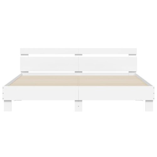 Bed Frame with LED White 183x203cm King - Image 7