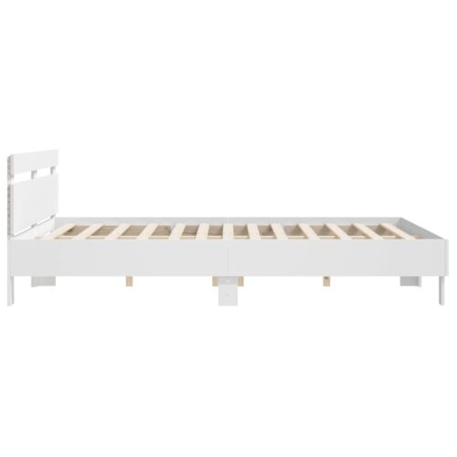 Bed Frame with LED White 183x203cm King - Image 8