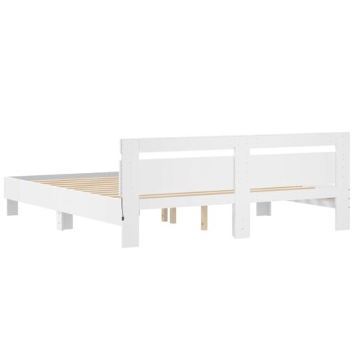 Bed Frame with LED White 183x203cm King - Image 9