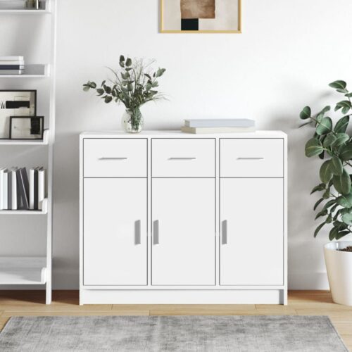 Sideboard White 91x28x75cm Engineered Wood - Image 2