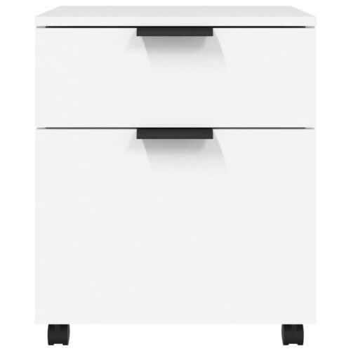 Mobile File Cabinet with Wheels White 45x38x54cm Engineered Wood - Image 3